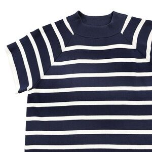 Ryegrass Striped Mock Neck Top